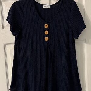 Star Vixen Navy Ribbed Top